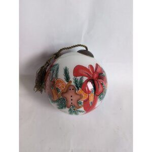 Ne'Qwa Art Gingerbread Wreath Man Glass Ornament Diane Knott Vintage